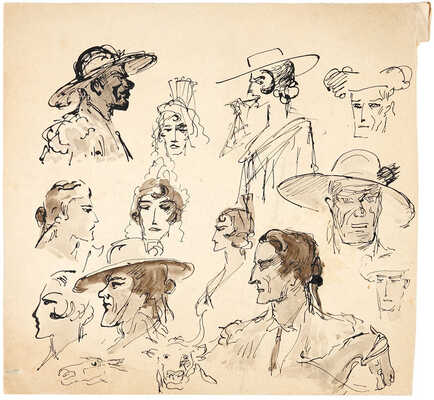 Бехтеев Владимир Георгиевич. Лот из двух листов с набросками: